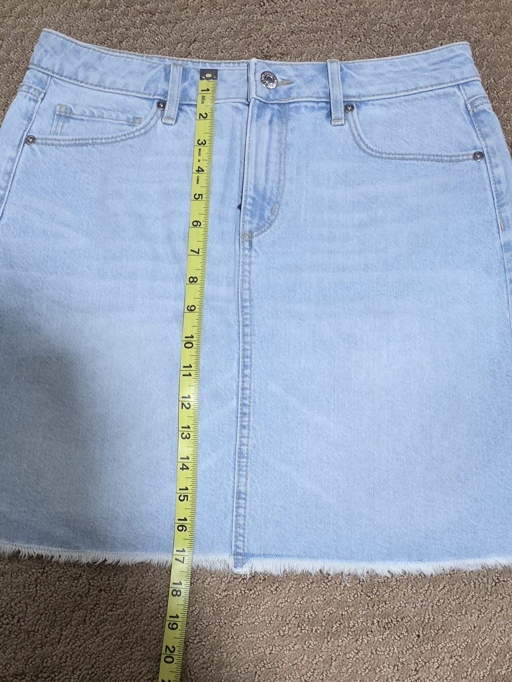 LOFT Light Blue Denim Mini Skirt with Frayed Hem